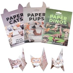 DIY origami paper cats - 150 Sheets DIY paper cats to fold cute cat figures, Fun craft activity fold Cat/Dog/Dino Figures for adults, desk decoration & gift for cat lovers (Set of 3)