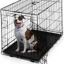 CAPHAUS Foldable Dog Crate Wire Metal Dog Kennel w/ Leak-Proof Pan & Protecting Feet & Divider Panel, Single or Double Door, Small, Medium & Large Dog Crate Indoor Wire Dog Cage, 30” w/ Single Door