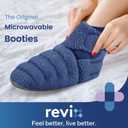 REVIX Microwavable Booties for Cold Feet Moist Heat Therapy, Heated Slippers Women & Men for Soothing Cold Foot, Microwavable Foot Warmers, Non-Slip Sole & Adjustable Fit, Navy S