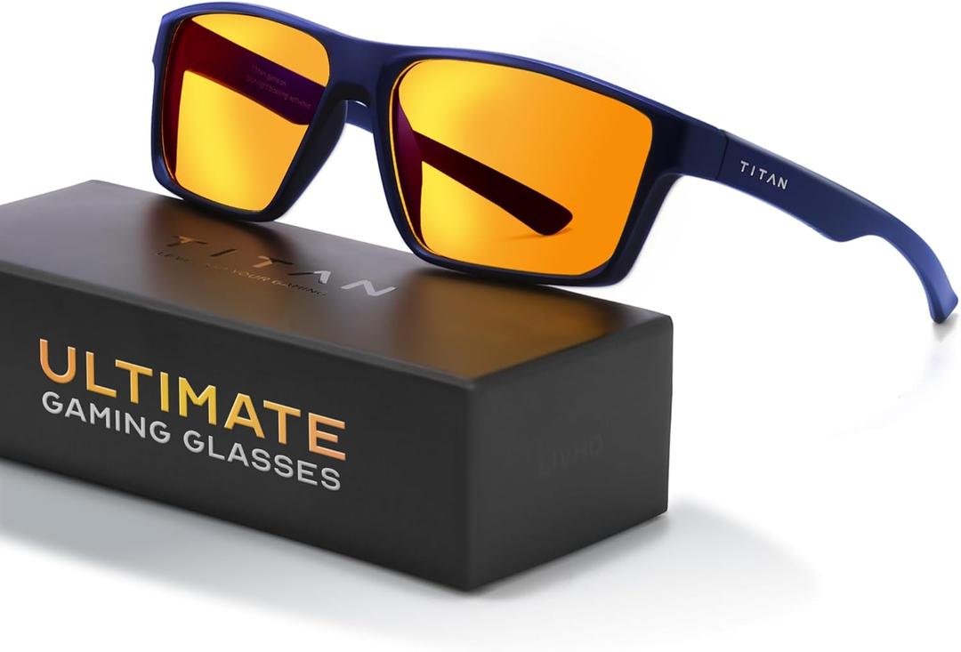 Titan Gaming Glasses, Blue Light Blocking, Night Driving Glasses for Men, Computer Protection Christmas Gift for Gamers