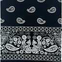 2 x Sosun 22x22 Bandana, Face Mask, Square Scarf, Headwear, Multipacks Made From 100% Cotton (Black, Black/Turquoise/Black/Pink)
