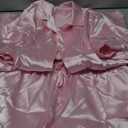 Ekouaer Womens Satin Pajamas Set Button Down 2 Piece Silk Pjs Shorts Set Ruffle Lingerie Notch Collar Sleepwear Pink M