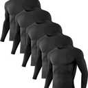 Dalavch 5 Pack Men's Compression Shirts Long Sleeve Athletic Workout Sports Undershirt Base Layer Top for Winter (XX-Large)