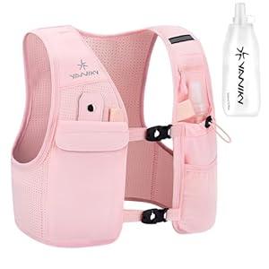 Running Vest for Women Men, Lightweight Breathable Hydration Vest with 500ml Soft Flask, Adjustable Reflective Running Vest with Pockets for Trail Running Hiking (Small-Black)