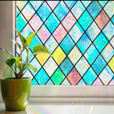 Linarun Stained Glass Window Film Rainbow Window Privacy Film 3D Decorative Static Cling Door Glass Decals Non Adhesive Removable for Home Office Set of 2