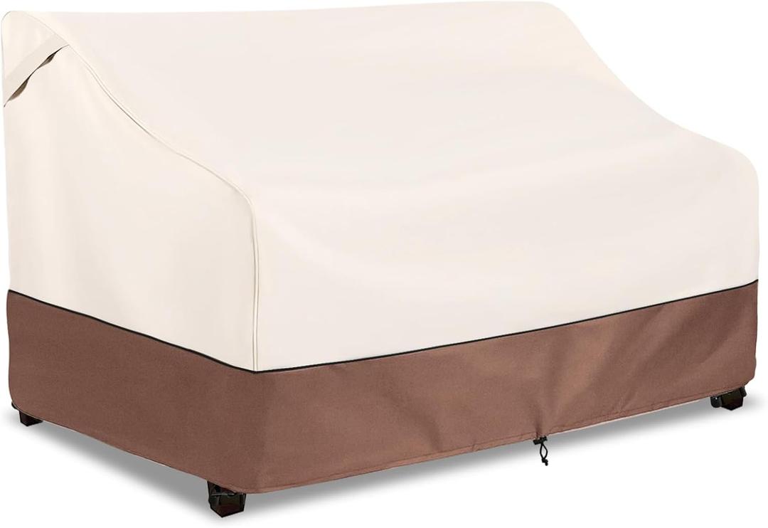 okcool Heavy Duty Patio Sofa Cover, 100% Waterproof 3-Seater Outdoor Sofa Cover Fits up to 79W x 38D x 35H Inches, Lawn Patio Furniture Covers,Beige & Brown