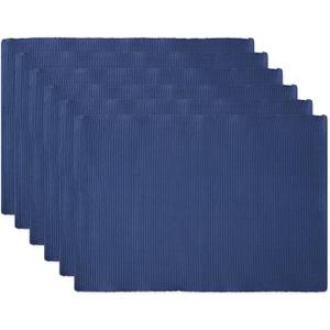 DII Basic Everyday Ribbed Tabletop 100% Cotton, Placemat Set, 13x19, Nautical Blue, 6 Piece