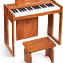 Vangoa Kids Piano Keyboard, 37 Keys Wood Digital Piano for Kids, Music Educational Instrument Toy, for Girls and Boys, Solid Wood Yellow (Bright Brown)