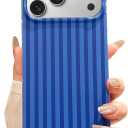 Jmltech for iPhone 17 Pro Max Case Striped Phone Cases Cute Women Girly Trendy Shockproof Slim Soft TPU and Hard PC Protective Cover Navy Blue