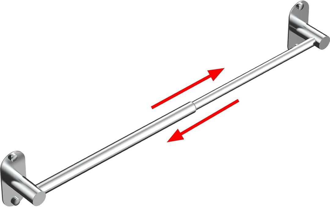 Towel Bar, Adjustable 14.4inch - 25.2inch Towel Rack, Self Adhesive & Wall Mounted for Bathroom Kitchen Hand Towel Holder Cloths Hanger SUS 304 Stainless Steel Organizer Single Bar (1, Chrome)