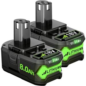 Replacement for Ryobi 18V Battery P108 8.0Ah Lithium 18V Battery ONE+ Plus P102 P103 P104 P105 P107 P108 PBP005 P109 P190 P191 P122 2Pack