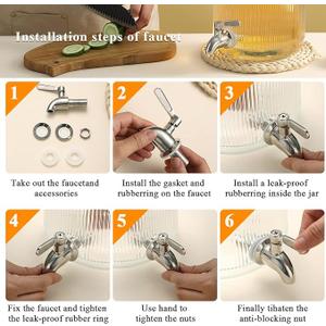 Kyraton 2 Pack Beverage Dispenser Replacement Spigot No Leakage, Stainless Steel Water Dispenser Replacement Faucet Polished Finished, Easy to Install and Durable