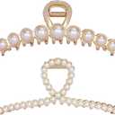 Pearl Embellished Big Loop Hair Claw Clip