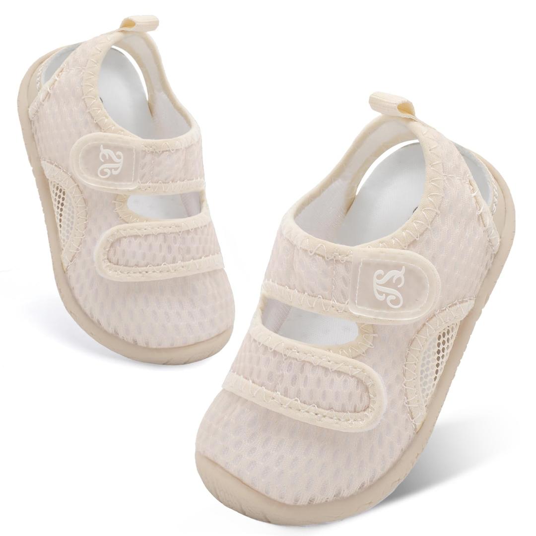 JIASUQI Toddler boys sandals for girls water shoes baby boy shoes for toddler sandals Beige Size 9-9.5