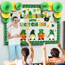 Eersida Spring Easter Bulletin Board Decorations with Paper Fans 3D Christian Classroom Bulletin Board St Patricks Day Flower Bunny Cutouts School VBS Library Church Window Wall Decor(St. Patricks) (L)