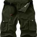 Cargo Shorts for Men Work Cotton Hiking Casual Summer Multi Pockets Short No Belt Green, 34