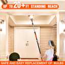 LAANPOLE 26FT Reach Light Bulb Changer for High Ceilings, Light Bulb Changer with Baskets and Suction Cup for Recessed Lights with 5-20FT Telescoping Extension Pole