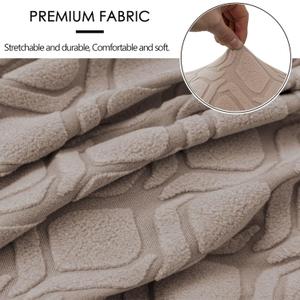 Jacquard Large Dining Chair Covers,  High Back Dining Chair Covers Stretch Removable Washable for Dining Room Kitchen Banquet(Beige, 4PCS) 14x14 inch