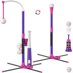 HYES Baseball Set - 3 Ways to Play, Adjustable Height, Easy to Assemble, Safe & Sturdy, Ideal Sport Gift for Kids