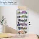 Lockable Sunglasses Organizer, Acrylic Sunglass Display Stand With Mirror, Rotating Sunglass Display Case, Glasses Holder Eyeglass Storage, Sunglasses Tower for 24 Pairs