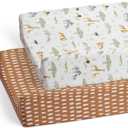Baby Changing Pad Cover 2-Pack for Boys, Girls (Safari Adventure) - Premium Fitted Sheets Baby Diaper Changing Table Cover - Buttery Soft Cotton Blend