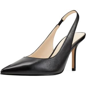 Women's Slingback Pointed Toe Stiletto Pumps Slip-on High Heels Office Lady Sandals Party Prom Dress Shoes (7.5, Black)