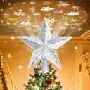 Mrrihand Christmas Tree Topper Lighted with 6 Projection Modes, Christmas Star Tree Topper Built-in LED Rotating Lights, Silver 3D Glitter Dynamic Projection for Christmas Tree Decorations