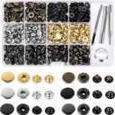 Alritz 120 Set Leather Snap Fasteners Kit, 12.5mm Metal Button Snaps Press Studs with 4 Setter Tools, 6 Colors Leather Snaps for Clothes, Jackets, Jeans Wears, Bracelets, Bags