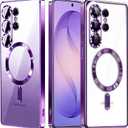 for Samsung Galaxy S26 Ultra Case with Magnetic(2026).Phone Cover Clear Back Plating Metallic Glossy[Full Camera Lens Protection].Slim Thin Soft Shockproof Case for S26Ultra 6.9" (Purple)