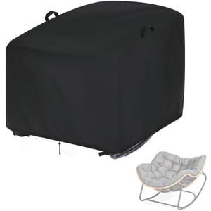 Outdoor Patio Egg Rocking Chair Cover - Waterproof, Fits Indoor Papasan Chair & Rattan Wicker Lounge Chairs (Black, 42x42x34in)