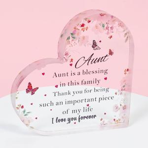 2 x Personalized Heartfelt Acrylic Sign Plaques for Aunt - Unique Birthday, Thanksgiving & Christmas Gifts - Home & Office Decor(For Aunt)