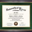 GMFrames 11x14 Wood Diploma Frame with Green Mat or Display 14x17 Certificates without Mat,UV Protection Acrylic,Deep Brown Finish with Gold Trim