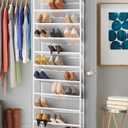 Whitmor 36 Pair Over the Door Shoe Organizer, 12 Tier Hanging Shoe Organizer, Heavy Duty Metal & Mesh Shoe Holder, Hanging Shoe Rack for Closet Organizer & Storage, 69"L x 21.7"W x 7.5"H, White