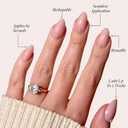 Glamnetic Press On Nails - Wifey | Short Almond Fake Nails, Nude with 3D Nail Art and Glossy Finish, Salon Quality | 15 Sizes - 30 Nail Kit with Glue