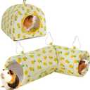 MABOZOO 2 Pack Guinea Pig Hideout, Corner Tunnel With Bed for Small Animals, Cozy House Accessories for Hamster, Rabbit, Bunny, Chinchillas (Large)