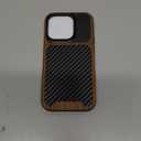 TENDLIN Magnetic Case Compatible with iPhone 14 Pro Case Wood Grain with Carbon Fiber Texture Design Leather Hybrid Slim Case (Compatible with MagSafe)