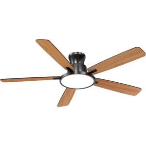 Ceiling Fans with Lights,52 inch,Quiet,Reversible Motor,Dimmable, Adjustable Color Temperature,6 Speeds,Timer, Low Profile Ceiling Fan for Bedroom,Living Room,Indoor/Outdoor Use (Black) (Black and Oak)