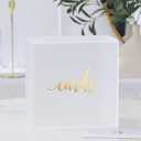UNIQOOO Frosted Acrylic Wedding Card Slot Box, Large 10x10x5.5 inch w/Gold Foil | Wedding Reception Wishing Well, Birthday, Memory, Suggestion, Ballot Boxes