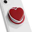 Magnetic Cute Solid Macaron Color Heart Shape Collapsible Mobile Phone Grip Stand Holder for Smartphone Tablet Cell Phone Accessory (Magnetic Type, Ocean Green)