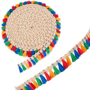 letsinstyle 50 Yards 0.78 Inch Tassel Fringe Trim, Cotton Curtain Border Trim with Tassels, Fabric Border Trim Fringe Ribbon for DIY Crafts Clothing Curtains Waydress and Other Home Decor