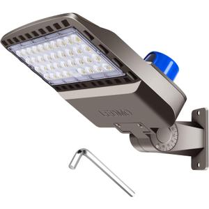 ledmo LED Parking Lot Lighting 150W LED Shoebox Light Adjustable Street Light with Dusk to Dawn Photocell Slip Fitter 5000K Waterproof IP65 Commercial Outdoor Lighting for Yard Barn Garage Shop Patio (150W-1Pack-Adjustable Arm Mount)