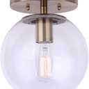 Canarm Camilo IFM1029A08GD-CL Flush Mount - Gold Finish, 1-Light, Clear Glass, 60W Type A15, 8" W x 9.5" H, Sleek Design for Hallways, Bedrooms