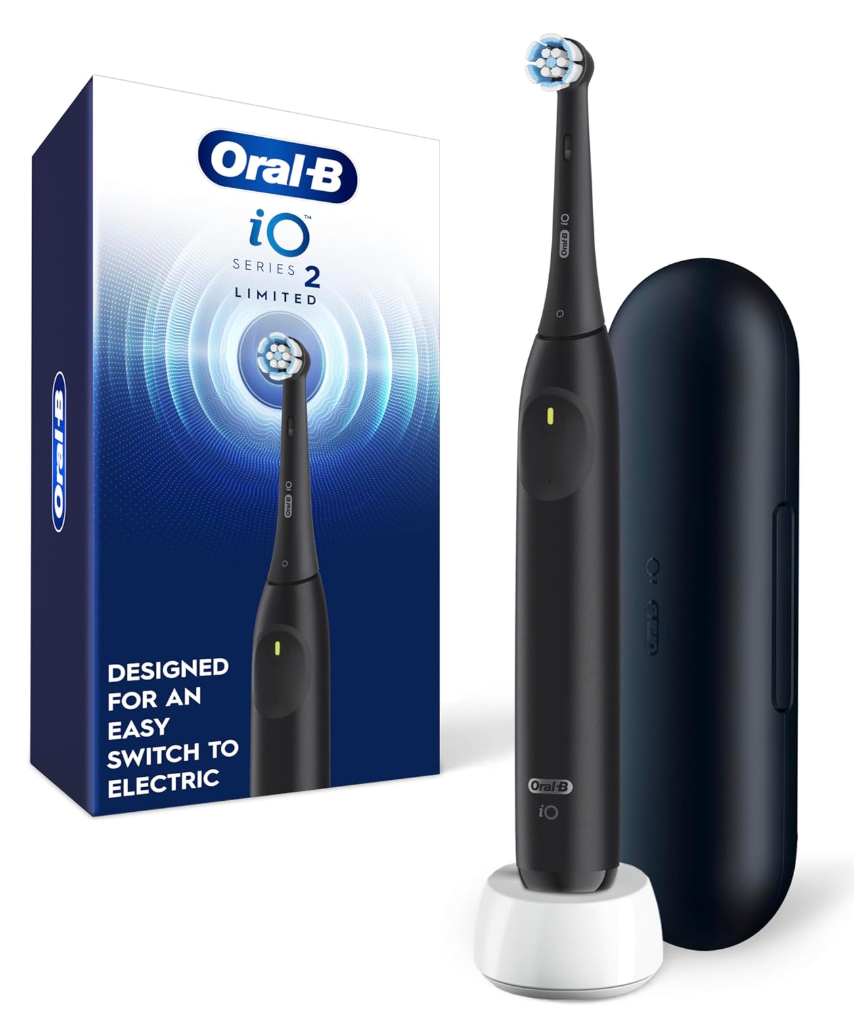 OralB Rechargeable Electric Toothbrush, iO Limited Simple Clean, 3 Cleaning Modes, Automatic Pressure Sensor to Protect Gums, Travel Case, Night Black