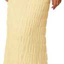 Verdusa Women's Maxi Skirt Shirred Ruffle Textured Pencil Skirt Boho Maxi Long Skirts Going Out (Butter Yellow)