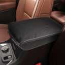 INTGET Center Console Armrest Cover for Chevy Traverse Accessories 2018-2023 2019 2020 2021 2022 Leather Middle Console Lid Pad Protector Elbow Arm Rest Covering Car (Black with Carbon Fiber Texture)