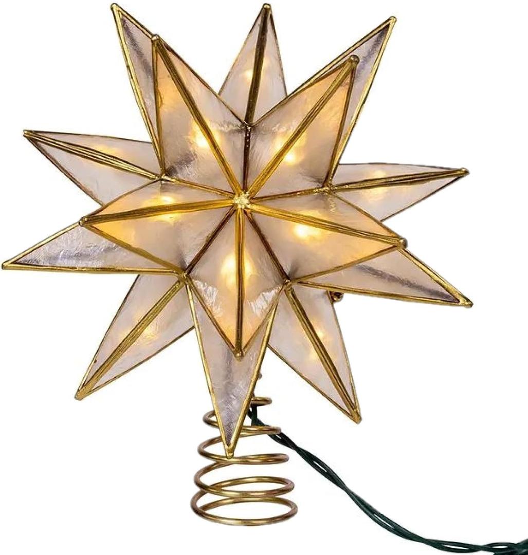 Kurt Adler 10-Light LED 15PT Gold Sputnik Capiz