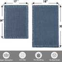 MIULEE Set of 2 Waffle Bathroom Rugs, Boho Bath Rugs Non Slip Washable, Super Absorbent Bath Mats, Ultra Soft Rubber Backed Shower Mats for Bathroom Floor, Tub, Blue, 17"x24"+18"x30"