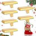 Homjoy 6 Pack Metal Christmas Stocking Holders for Mantle Heavy Duty Stocking Hangers Stocking Hook Christmas Ornaments for Counter Tables Window Fireplace Mantle Decoration (Gold)