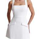 BORIFLORS Women's Sexy Bodycon Corset Mini A Line Dresses Sleeveless Square Neck Party Short Dress, Small, White