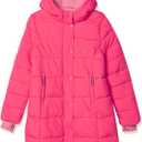 Amazon Essentials Girls and Toddlers' Long Heavyweight Hooded Puffer Jacket (Small, Bright Pink)